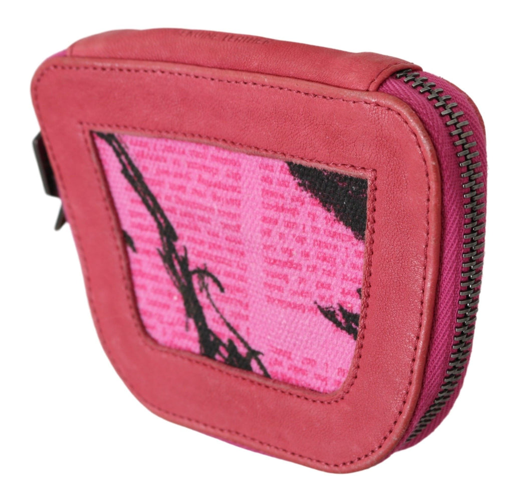 Porte-monnaie en daim rose imprimé PINKO pour femme, porte-monnaie zippé en tissu