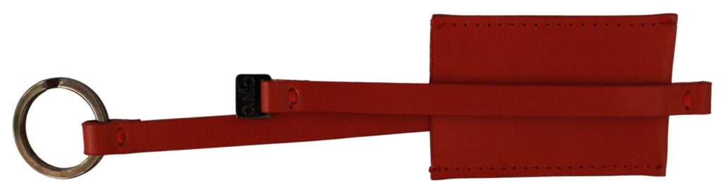 Porte-clés en cuir rouge avec logo de marque Costume National