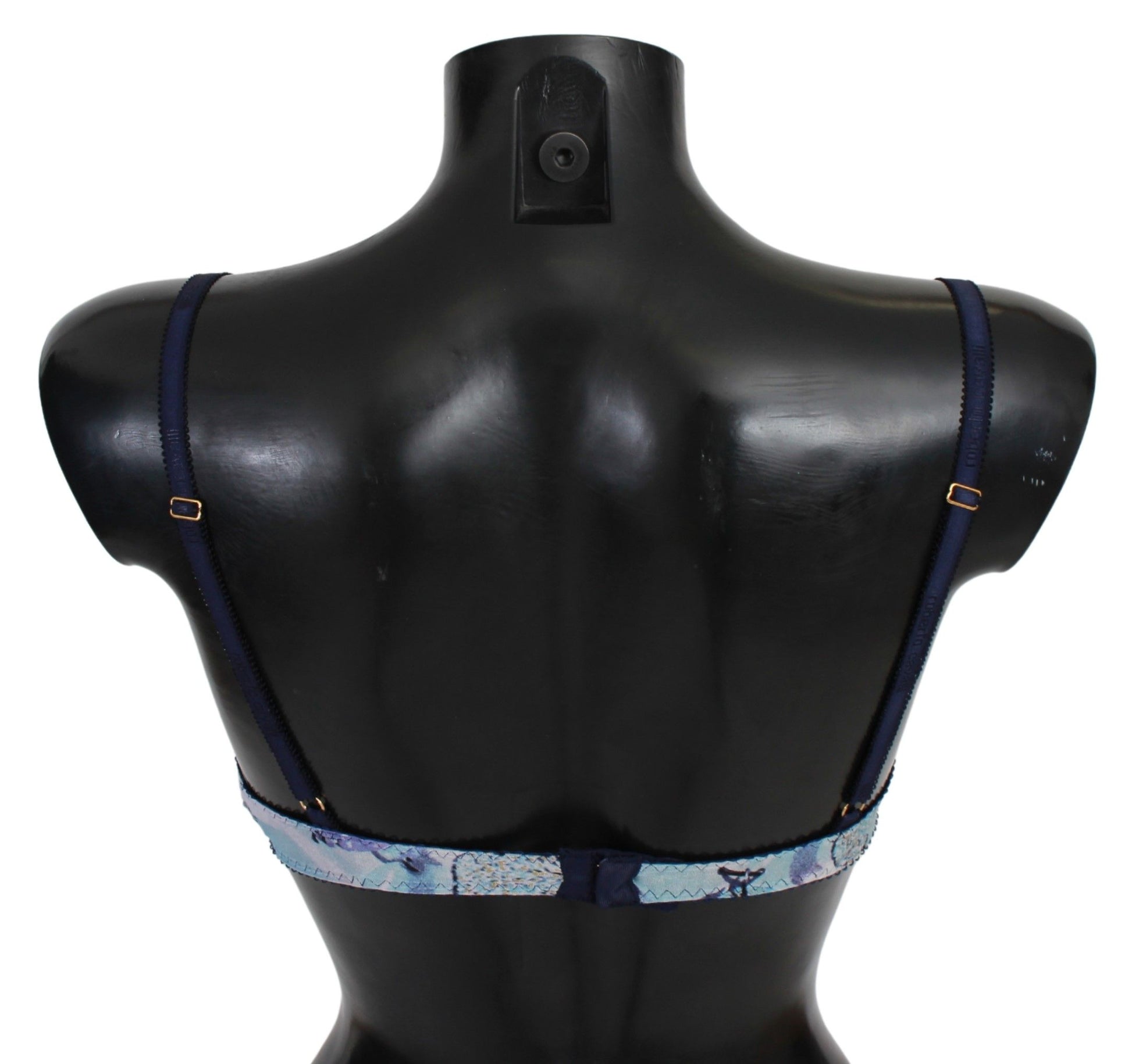 Roberto Cavalli Blue Printed Nylon Reggiseno Bra Underwear