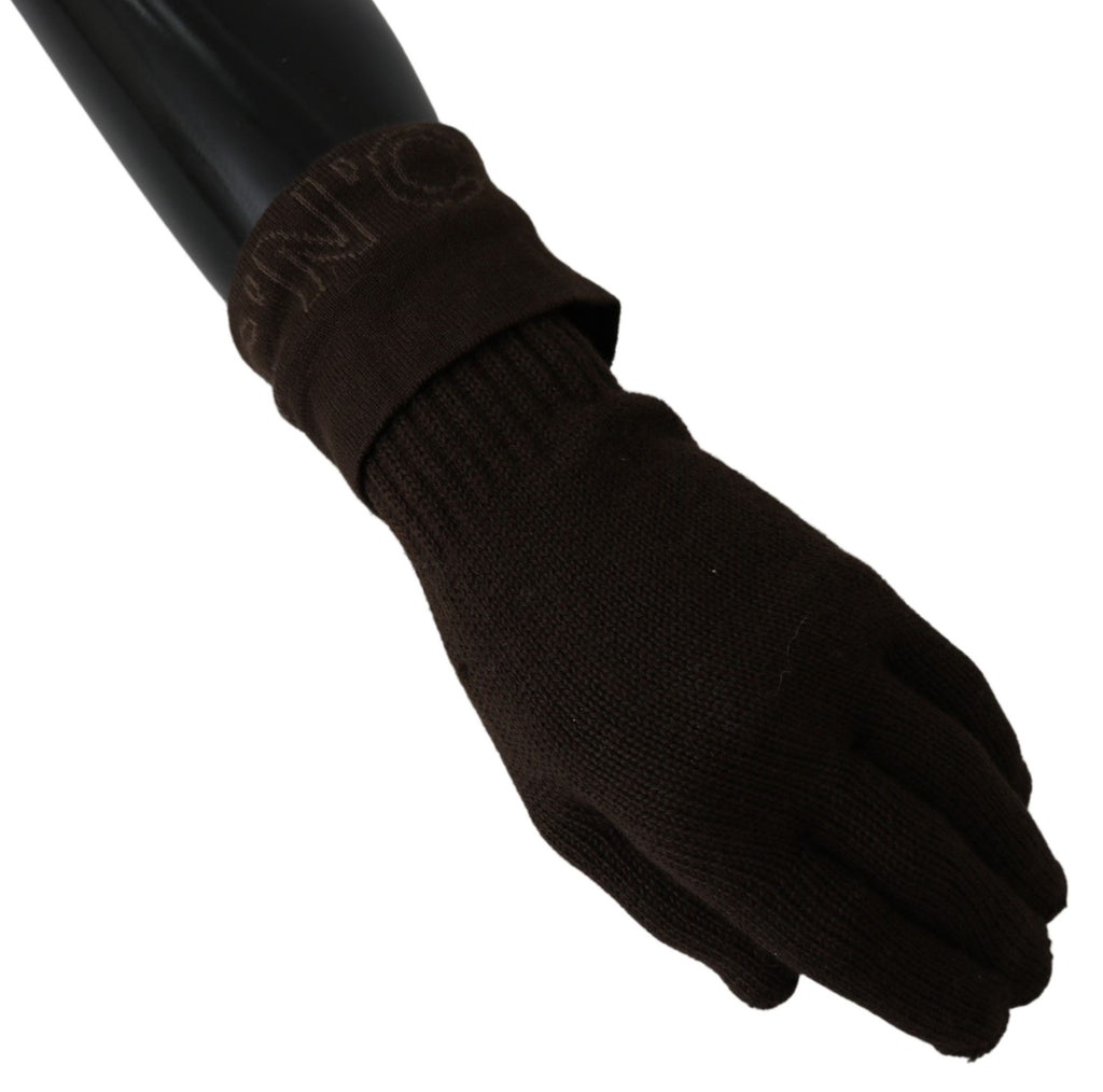 Gants en laine tricotée marron Costume National, taille unique, longueur poignet