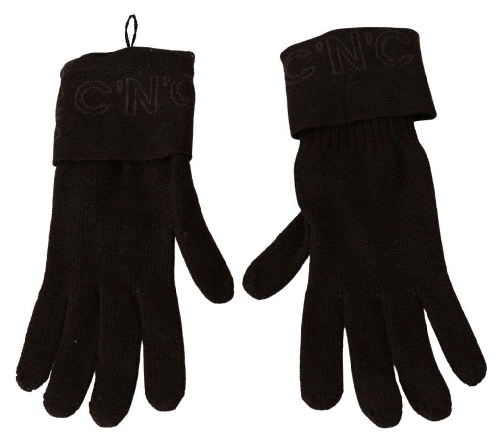 Gants en laine tricotée marron Costume National, taille unique, longueur poignet