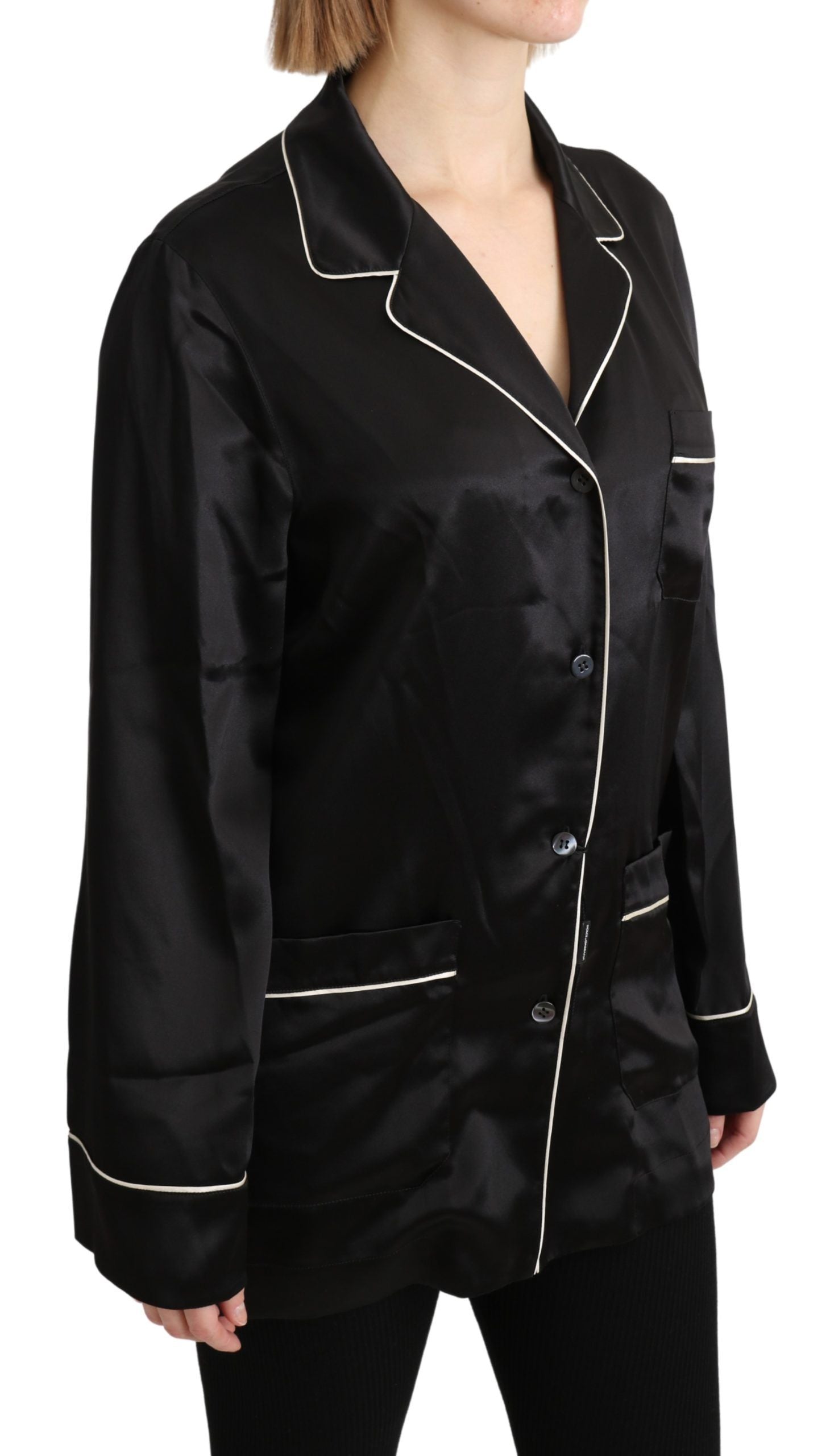 Chemisier noir en soie extensible Dolce &amp; Gabbana