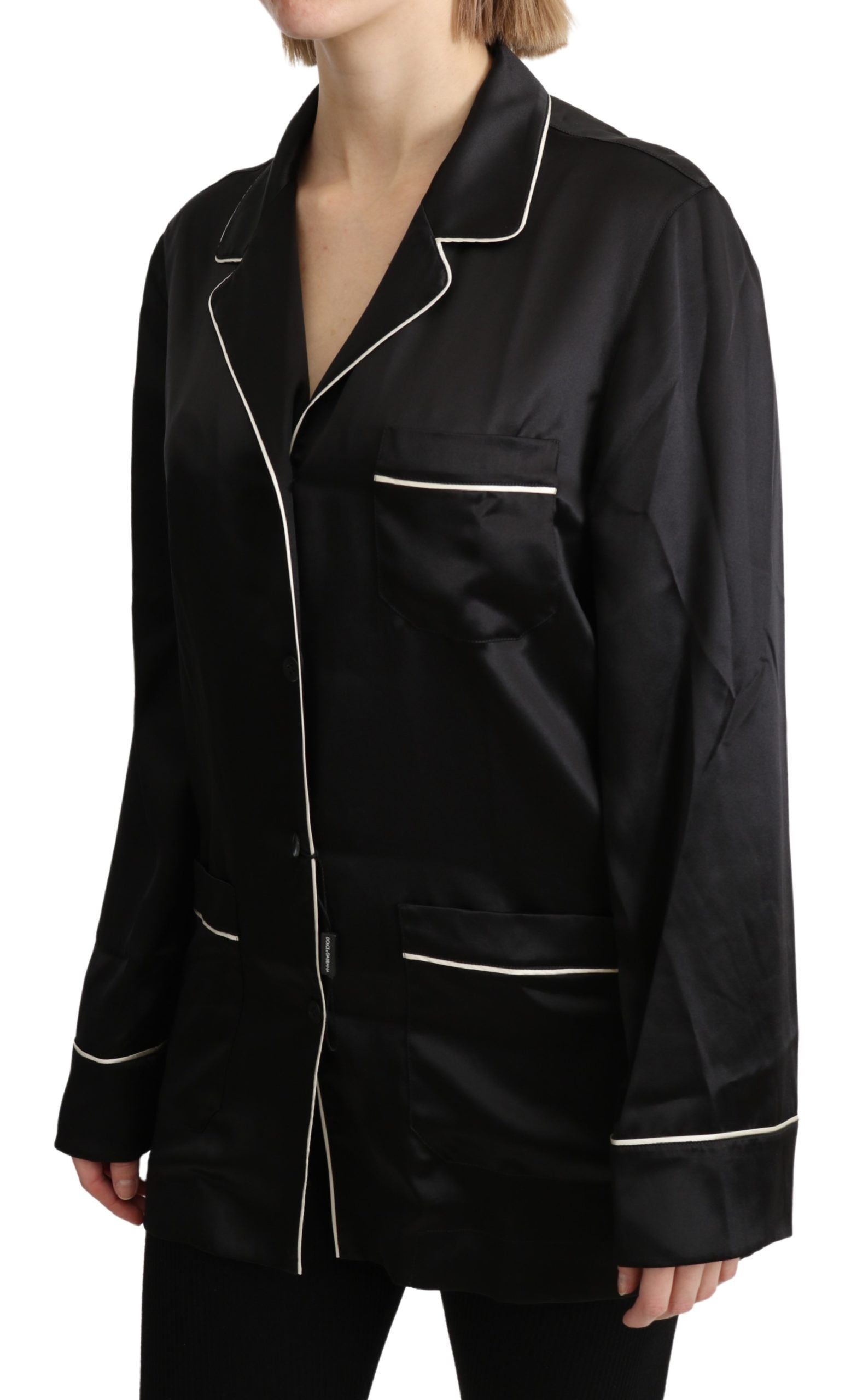 Chemisier noir en soie extensible Dolce &amp; Gabbana