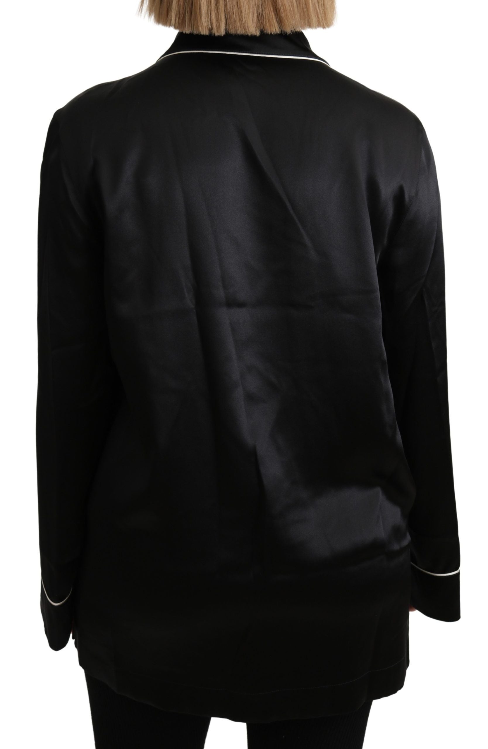 Chemisier noir en soie extensible Dolce &amp; Gabbana