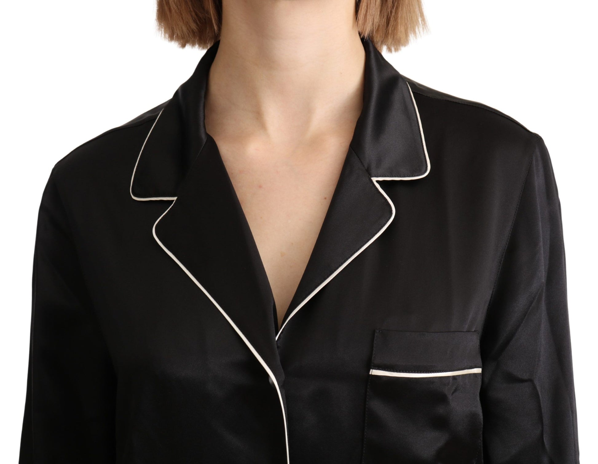 Chemisier noir en soie extensible Dolce &amp; Gabbana