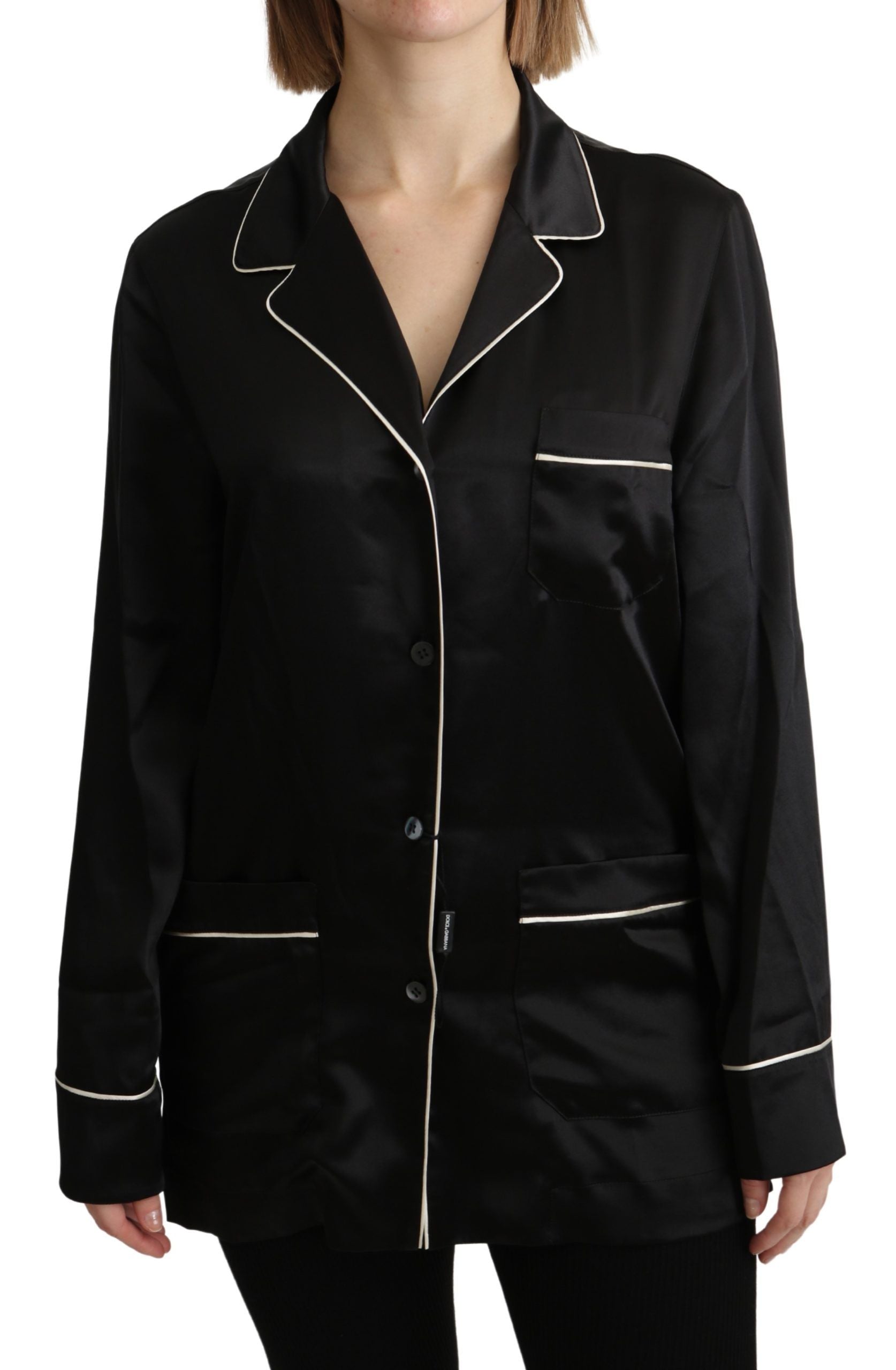 Chemisier noir en soie extensible Dolce &amp; Gabbana