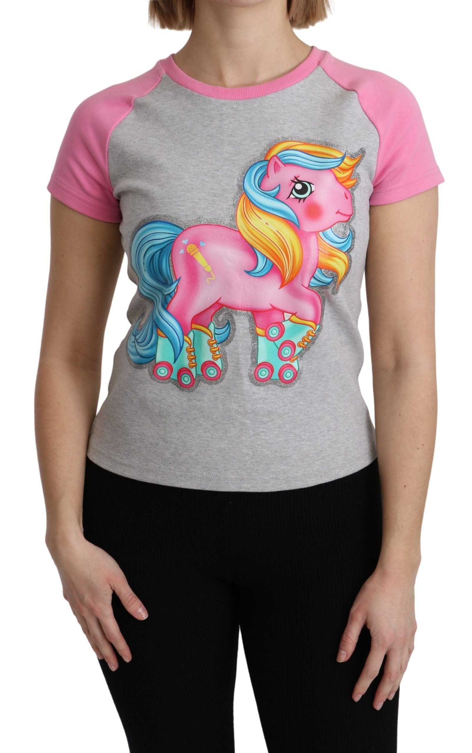 T-shirt en coton gris et rose Moschino My Little Pony Top
