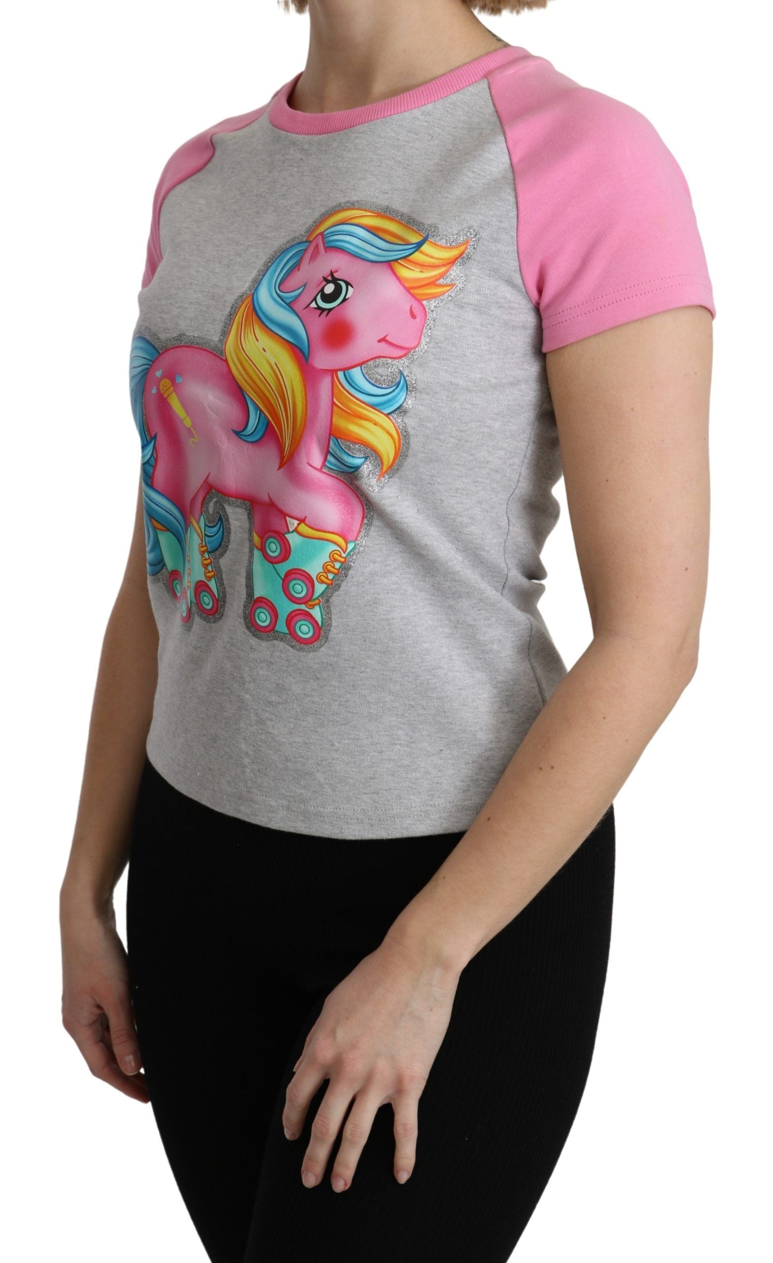 T-shirt en coton gris et rose Moschino My Little Pony Top