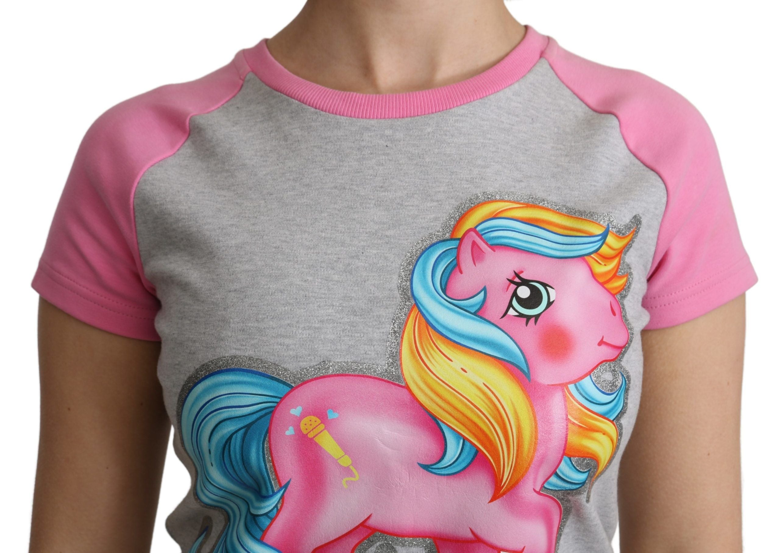 T-shirt en coton gris et rose Moschino My Little Pony Top