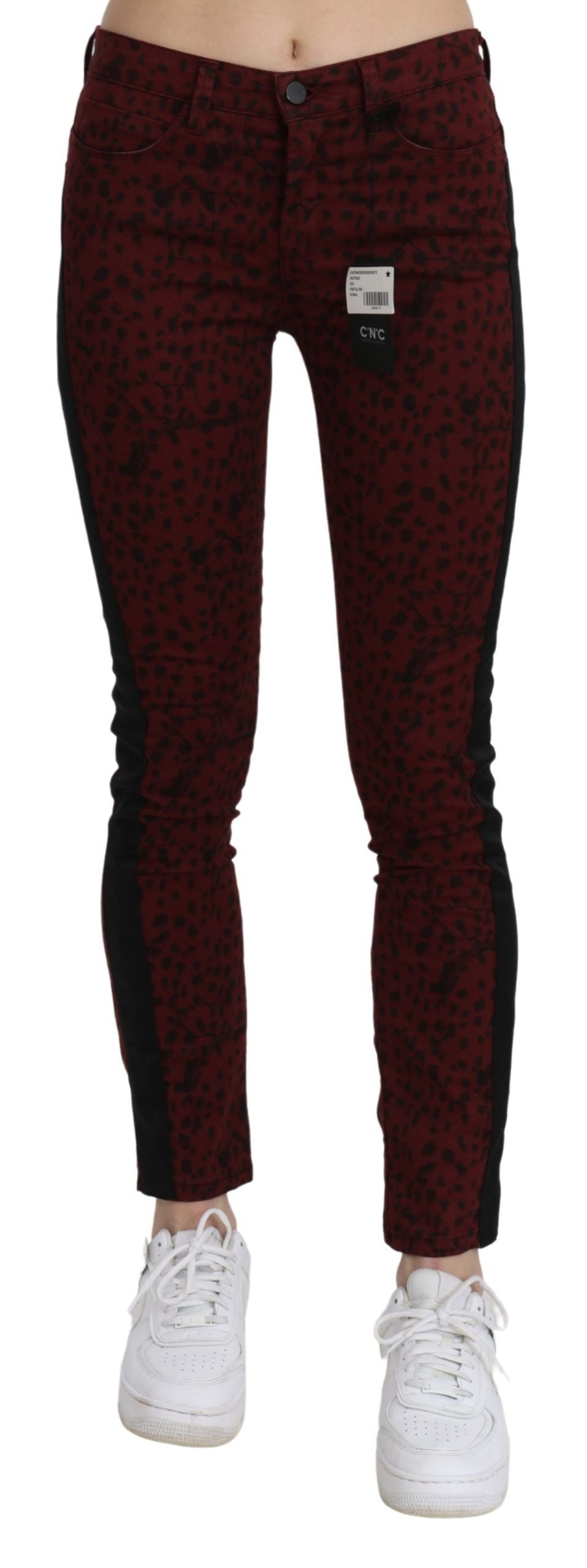 Jean slim en coton rouge foncé taille moyenne Costume National