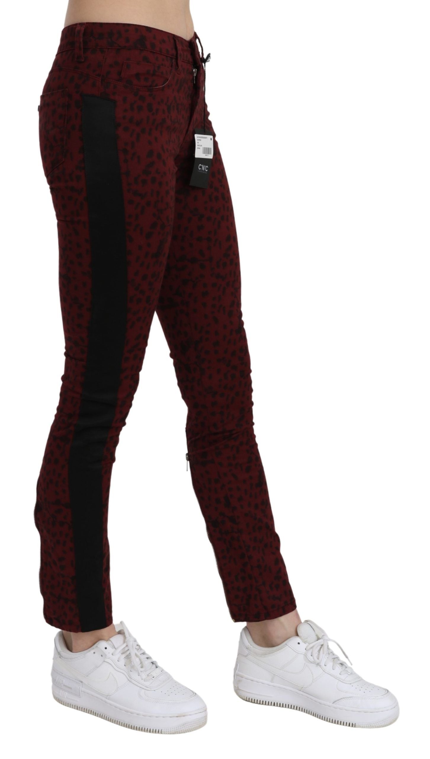 Jean slim en coton rouge foncé taille moyenne Costume National