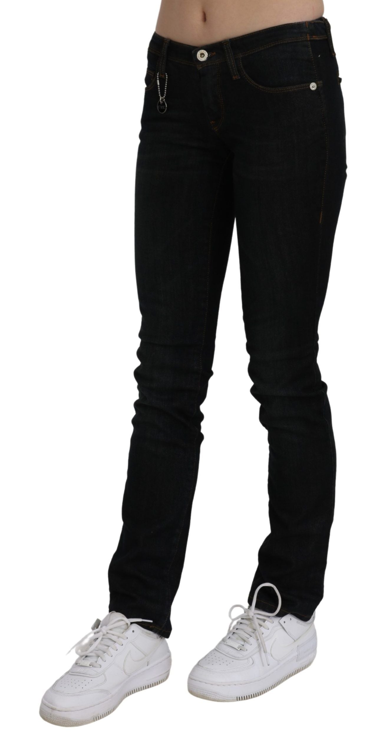 Jean skinny noir taille moyenne en coton Costume National