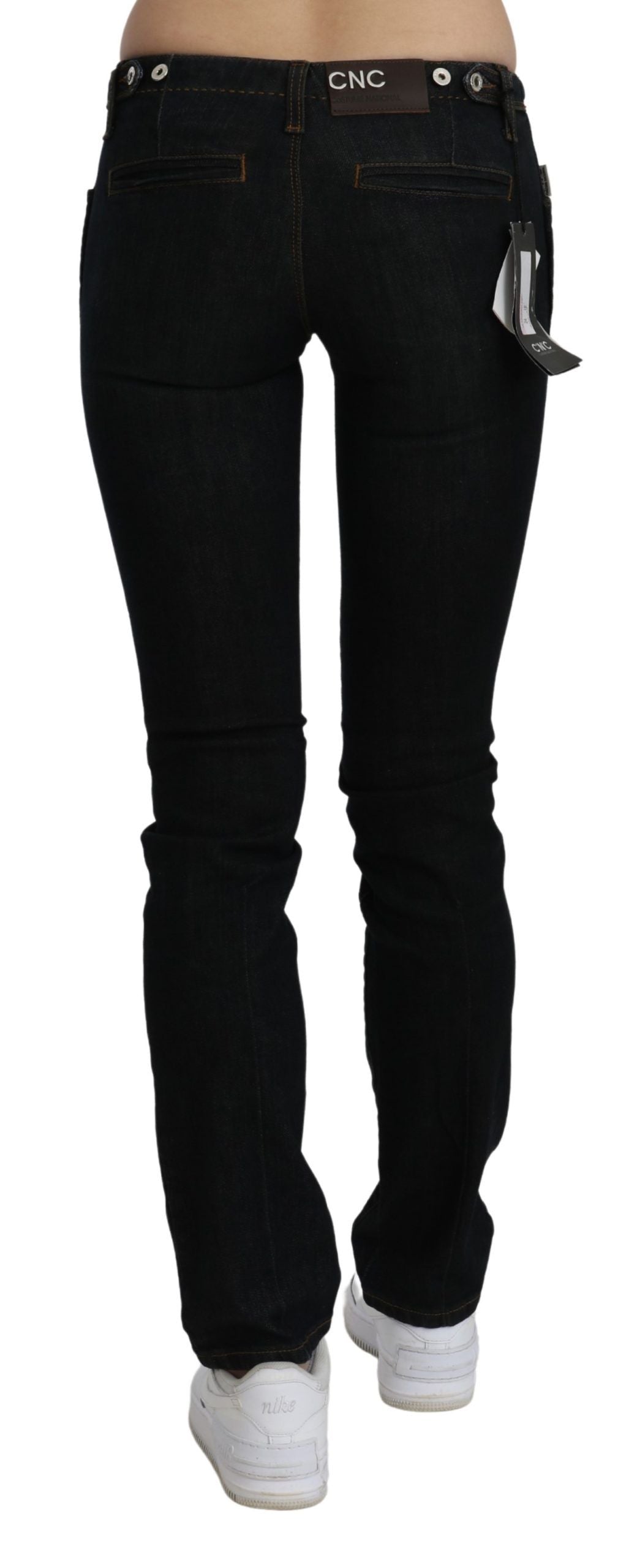 Jean skinny noir taille moyenne en coton Costume National