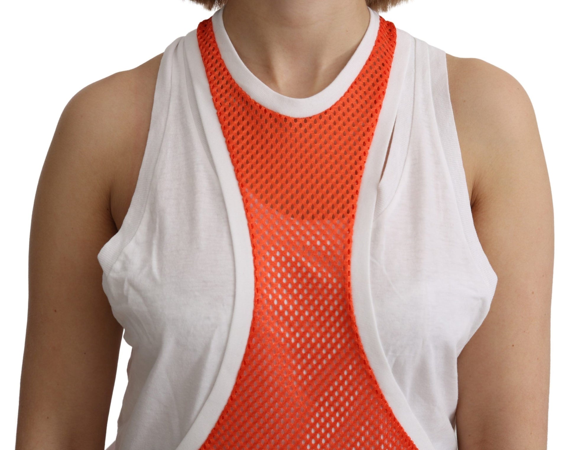 Robe débardeur sans manches à col rond orange et blanc Dsquared²