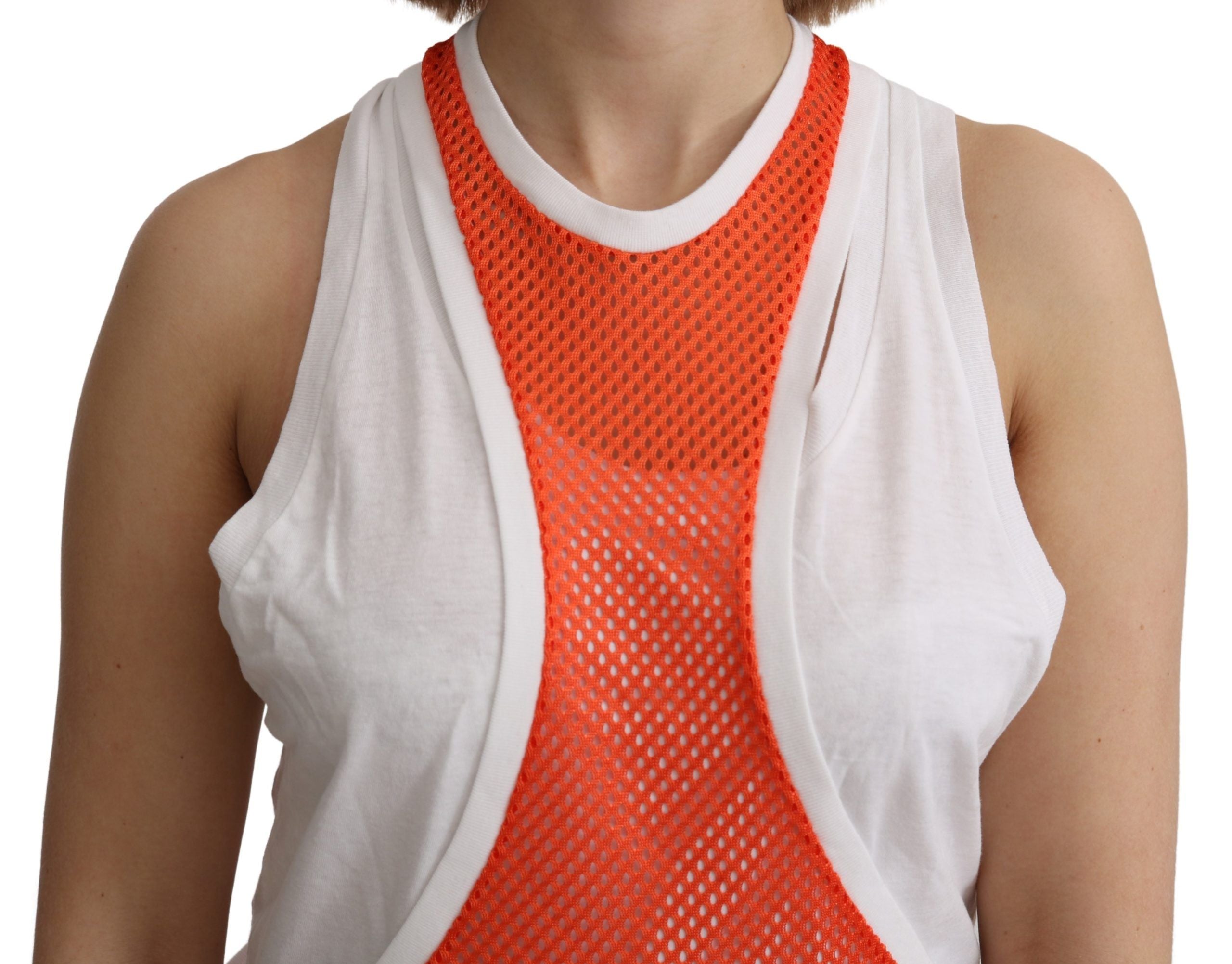 Robe débardeur sans manches à col rond orange et blanc Dsquared²