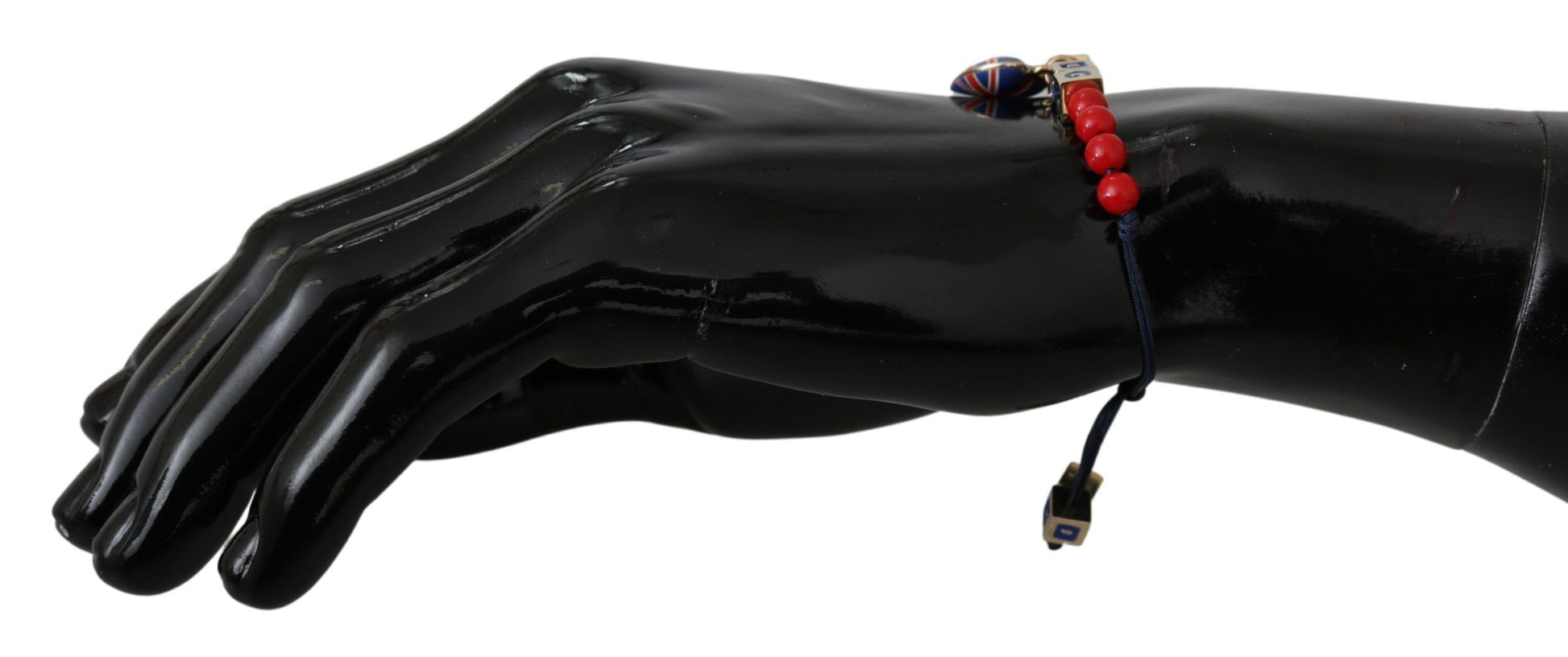 Bracelet Dolce &amp; Gabbana en perles rouges et bleues avec le drapeau DG LOVES LONDON