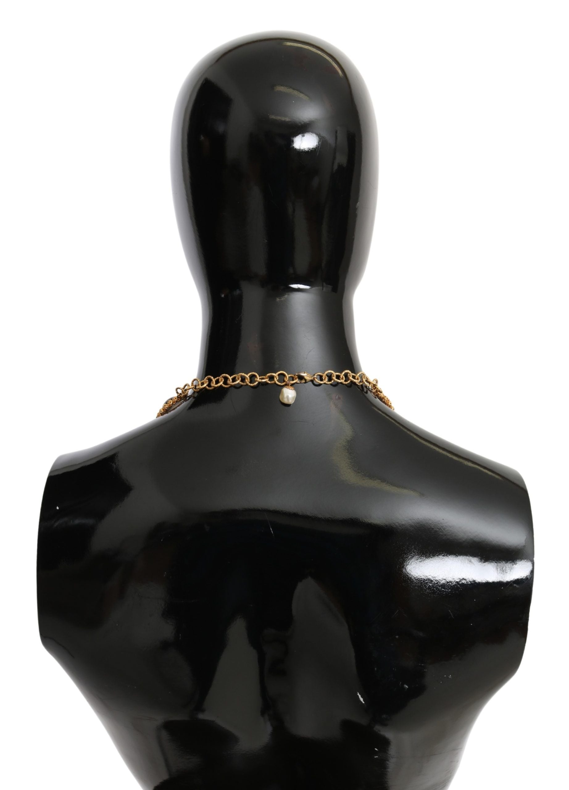 Collier Dolce &amp; Gabbana en laiton doré avec chaîne florale en cristal rouge violet