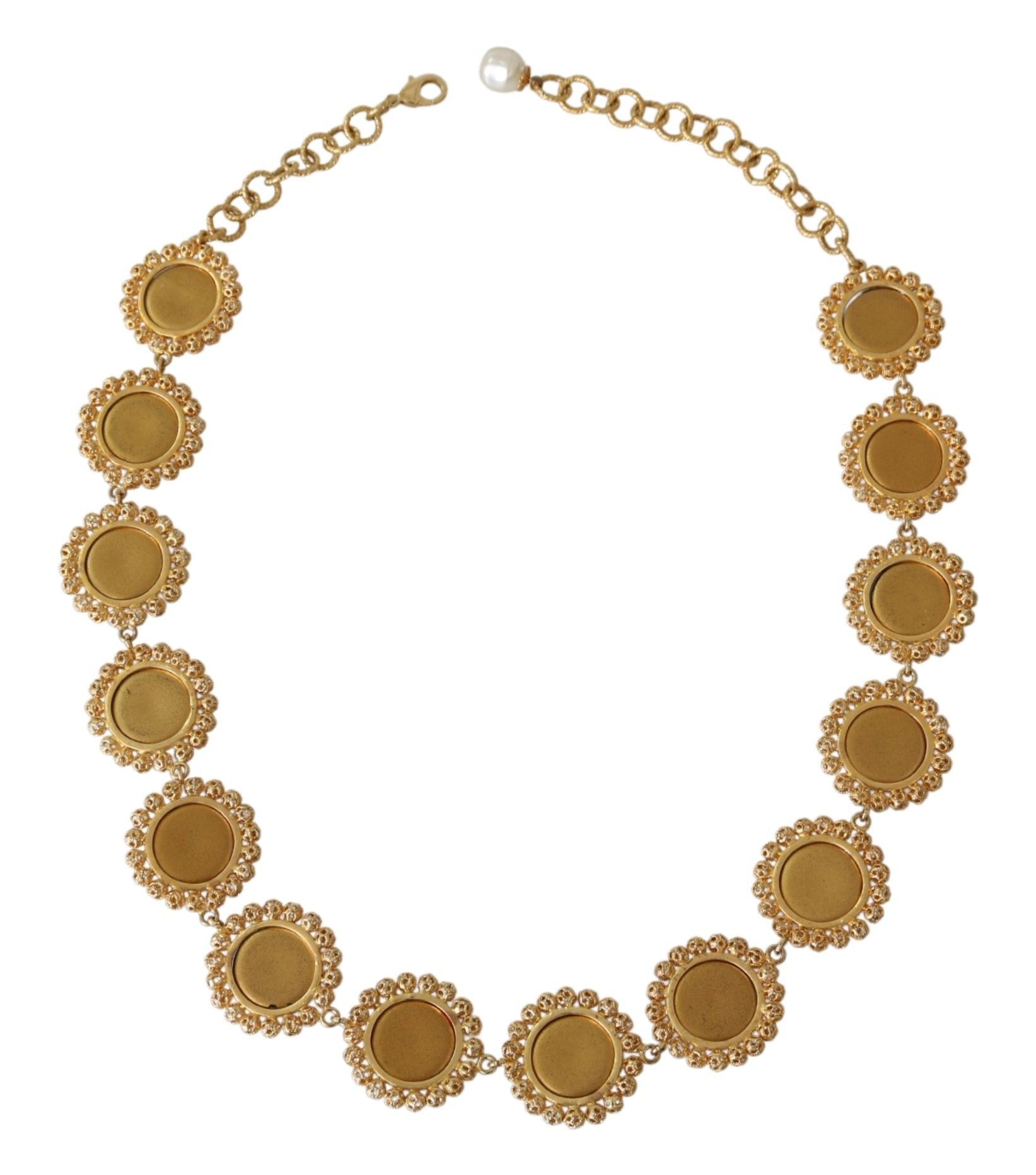 Collier Dolce &amp; Gabbana en laiton doré avec chaîne florale en cristal rouge violet