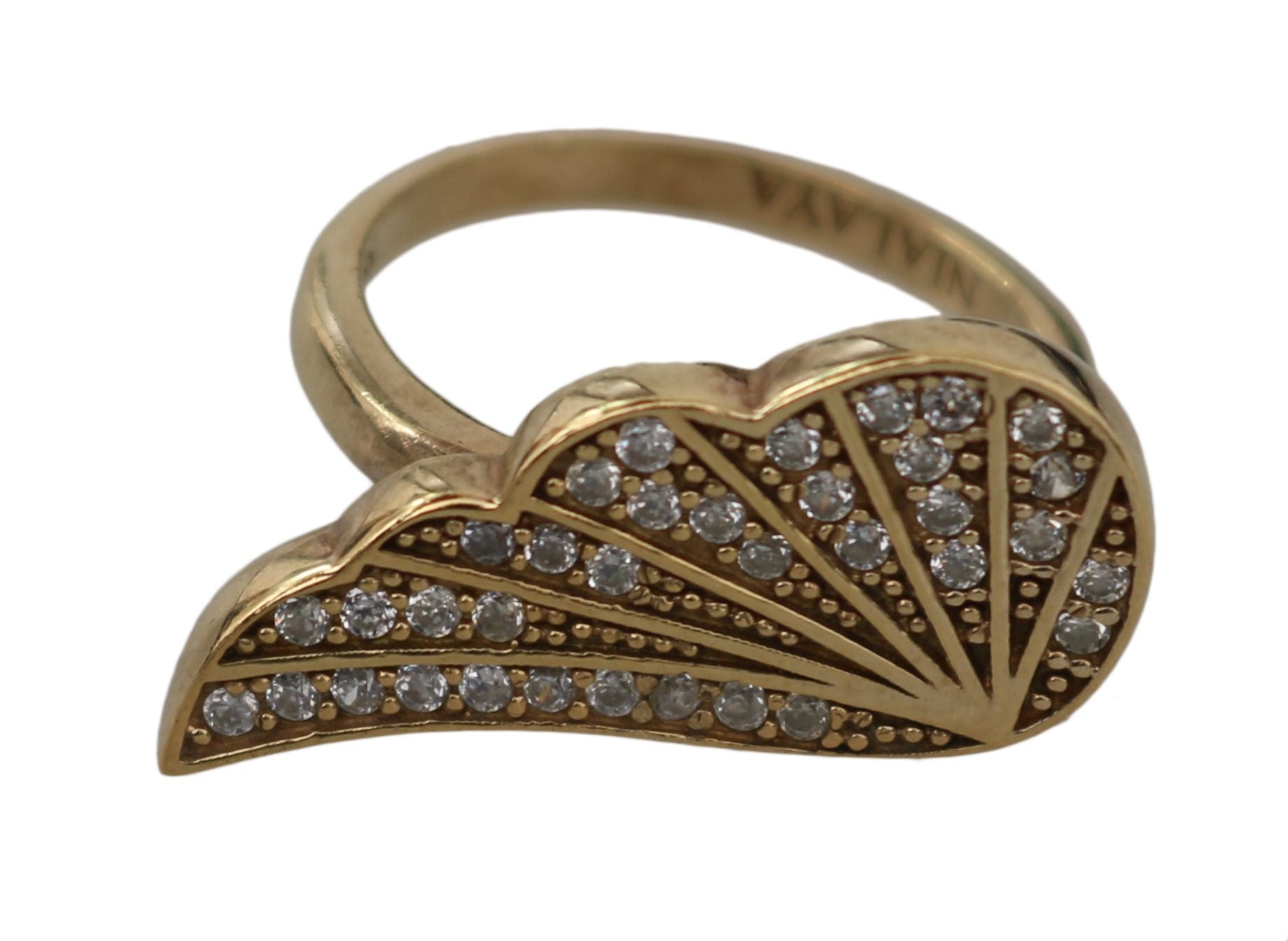 Bague Nialaya Gold Wing en argent 925 et zircone cubique transparent pour femme