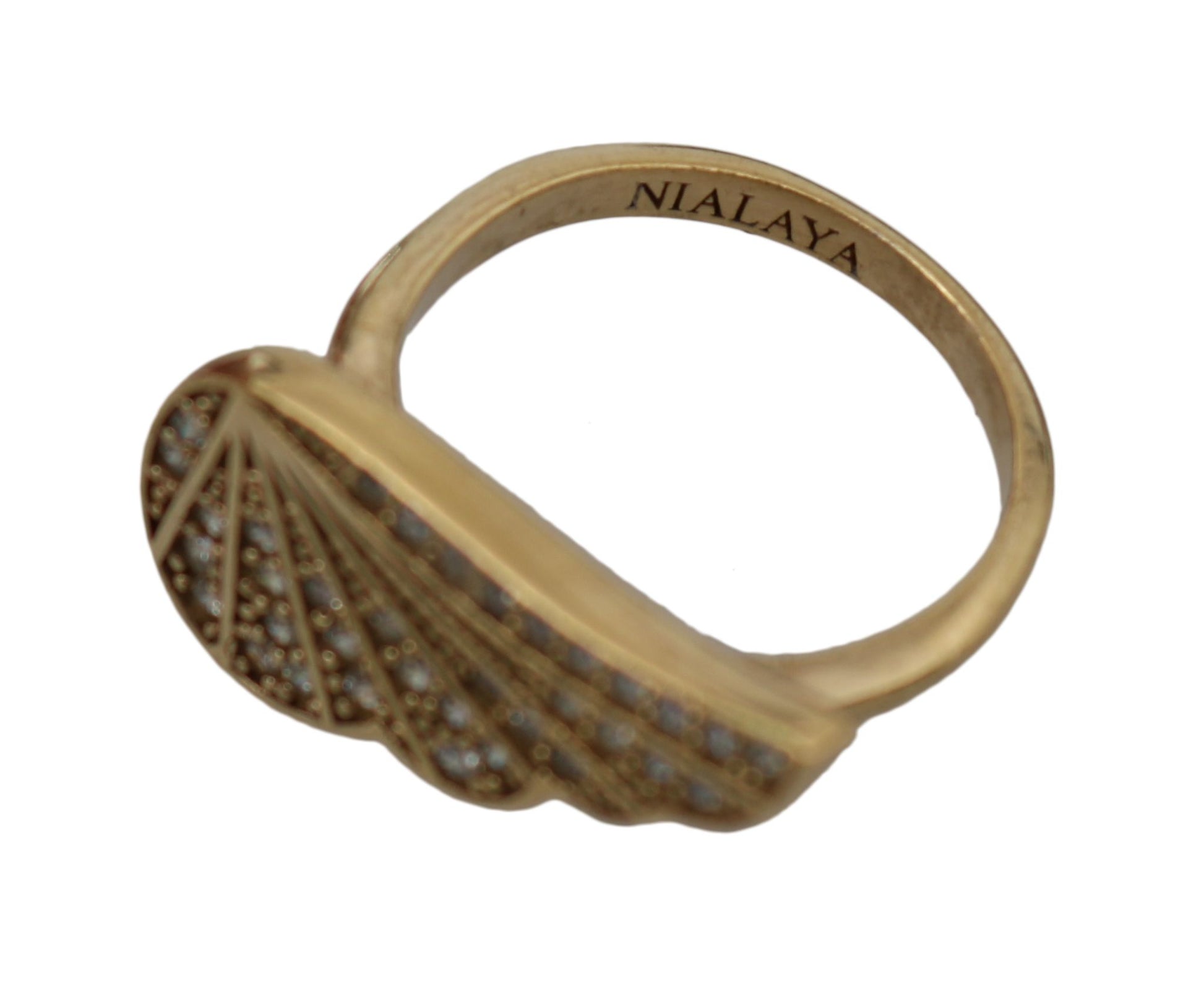Bague Nialaya Gold Wing en argent 925 et zircone cubique transparent pour femme