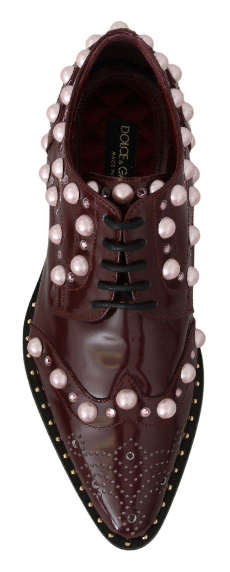 Chaussures habillées Dolce &amp; Gabbana en cuir bordeaux et perles de cristal
