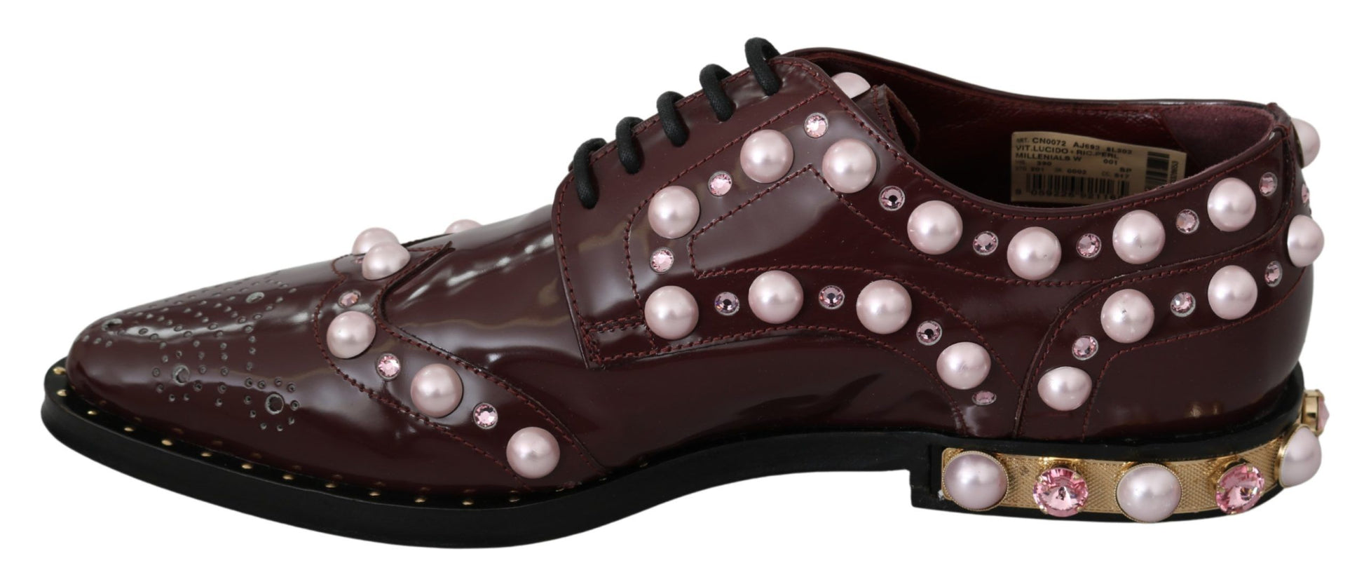 Chaussures habillées Dolce &amp; Gabbana en cuir bordeaux et perles de cristal