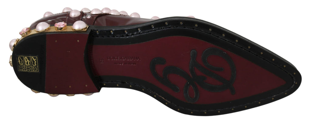 Chaussures habillées Dolce &amp; Gabbana en cuir bordeaux et perles de cristal