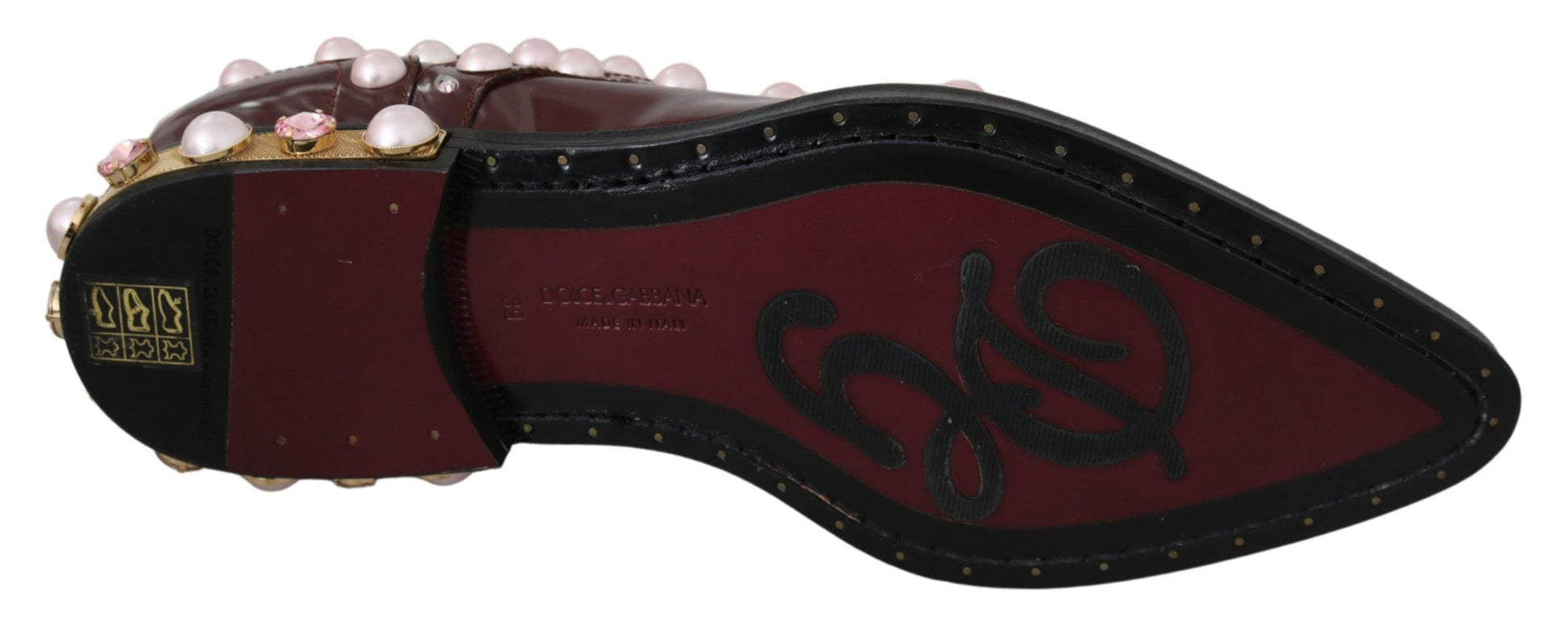 Chaussures habillées Dolce &amp; Gabbana en cuir bordeaux et perles de cristal