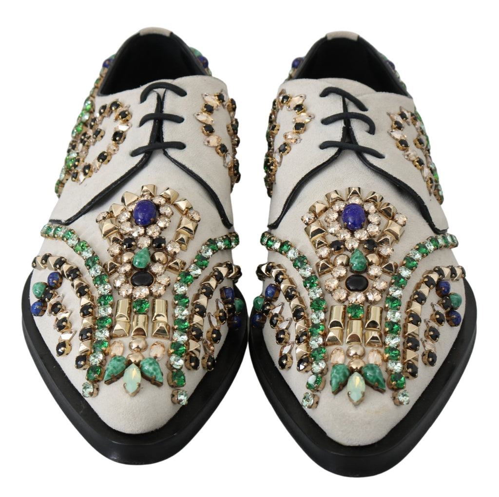 Chaussures Broque en daim blanc et cristaux Dolce &amp; Gabbana