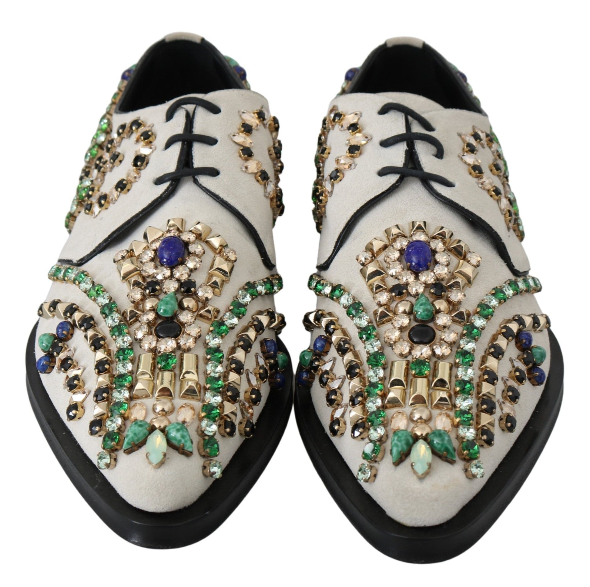 Chaussures Broque en daim blanc et cristaux Dolce &amp; Gabbana