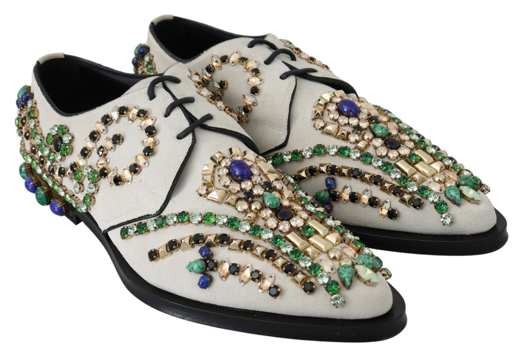 Chaussures Broque en daim blanc et cristaux Dolce &amp; Gabbana