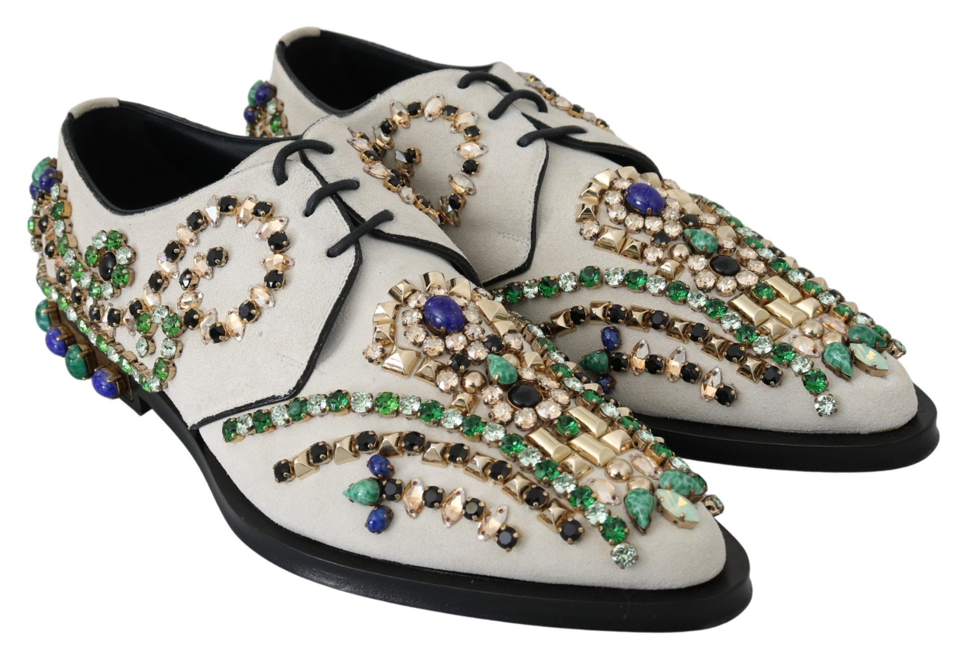 Chaussures Broque en daim blanc et cristaux Dolce &amp; Gabbana