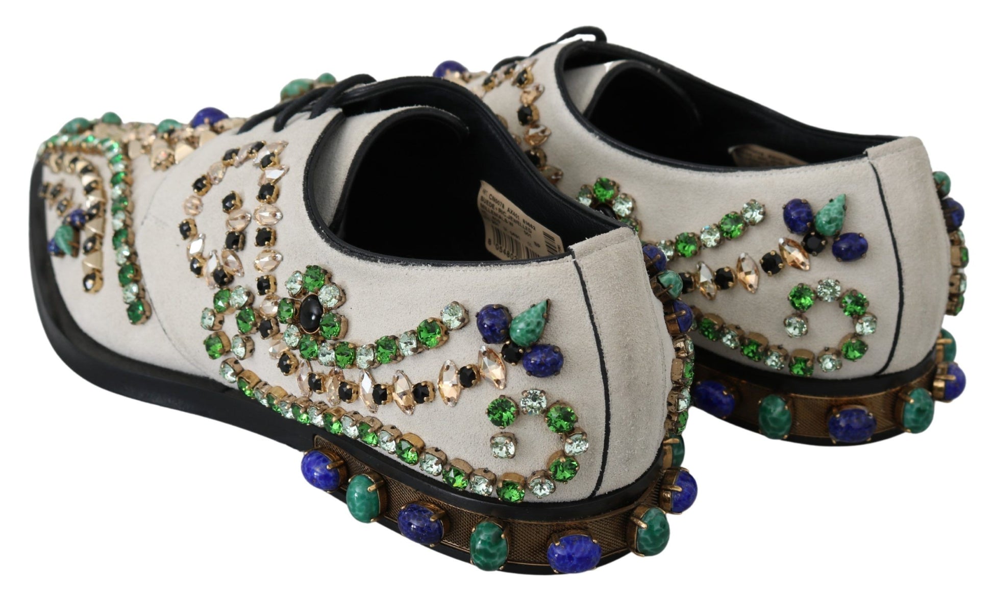 Chaussures Broque en daim blanc et cristaux Dolce &amp; Gabbana