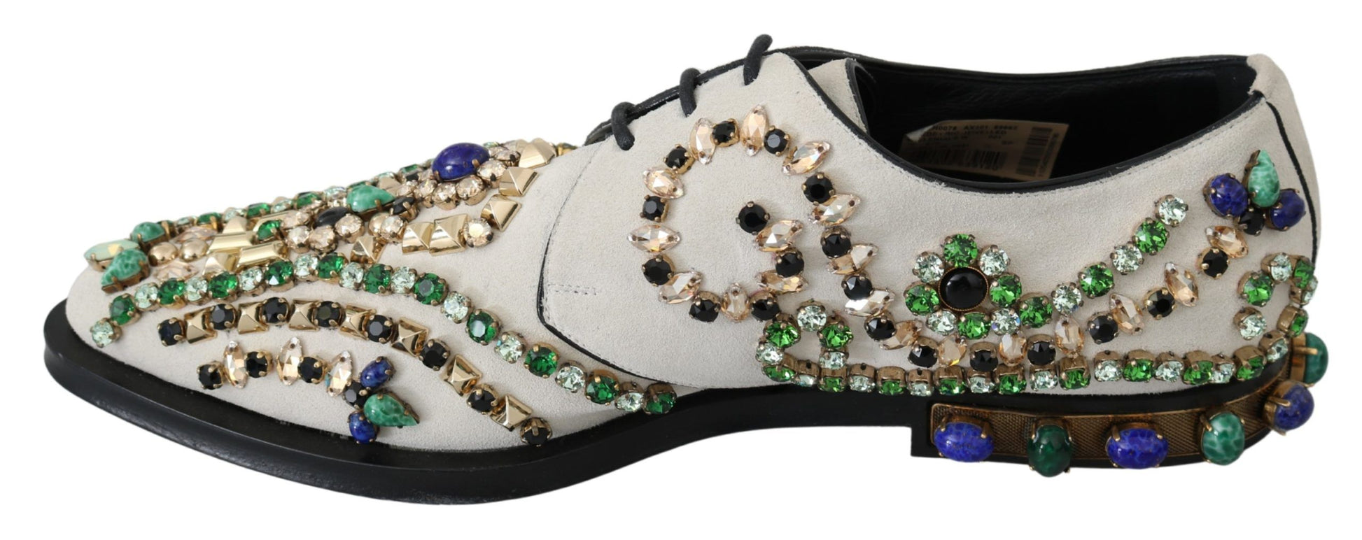 Chaussures Broque en daim blanc et cristaux Dolce &amp; Gabbana