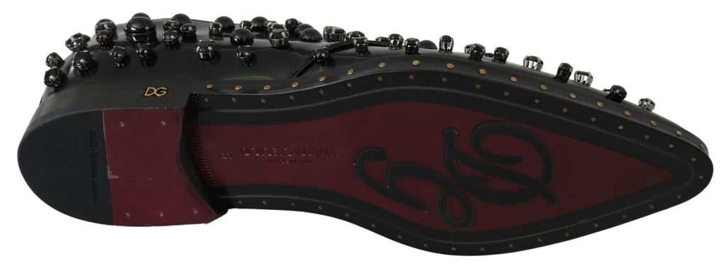 Chaussures habillées en cuir noir Dolce &amp; Gabbana avec cristaux