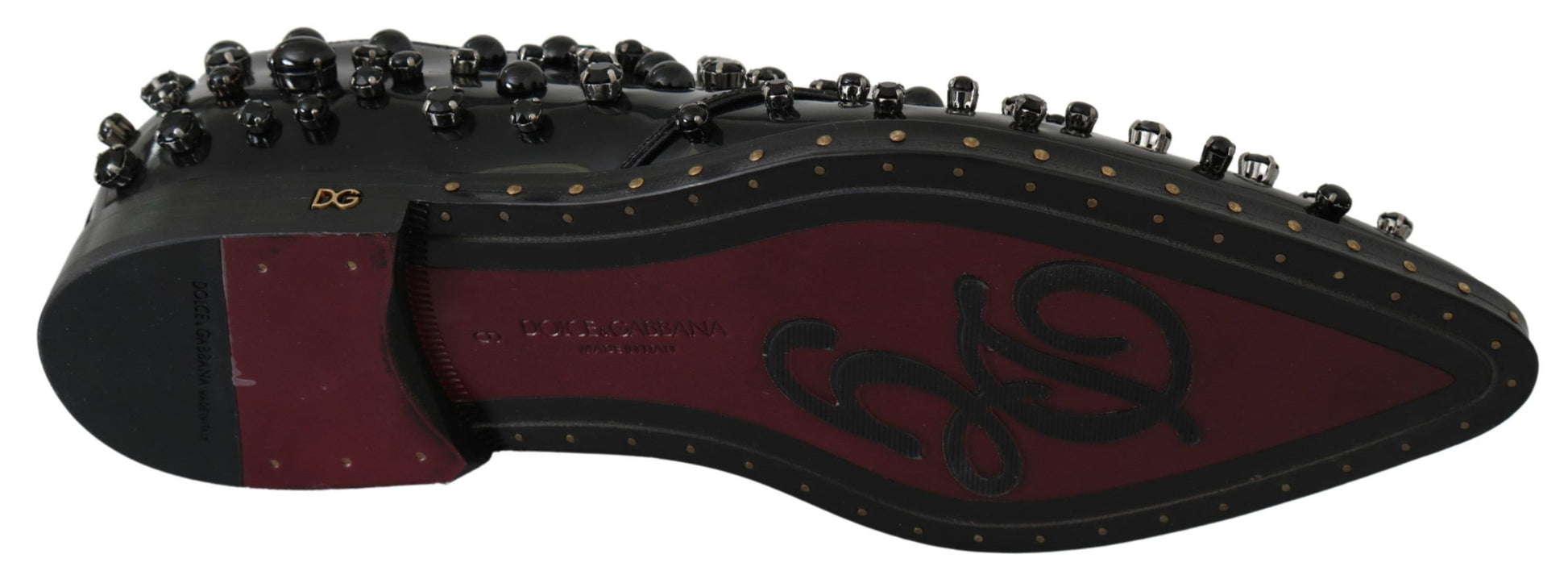 Chaussures habillées en cuir noir Dolce &amp; Gabbana avec cristaux