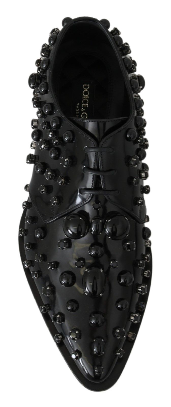 Chaussures habillées en cuir noir Dolce &amp; Gabbana avec cristaux