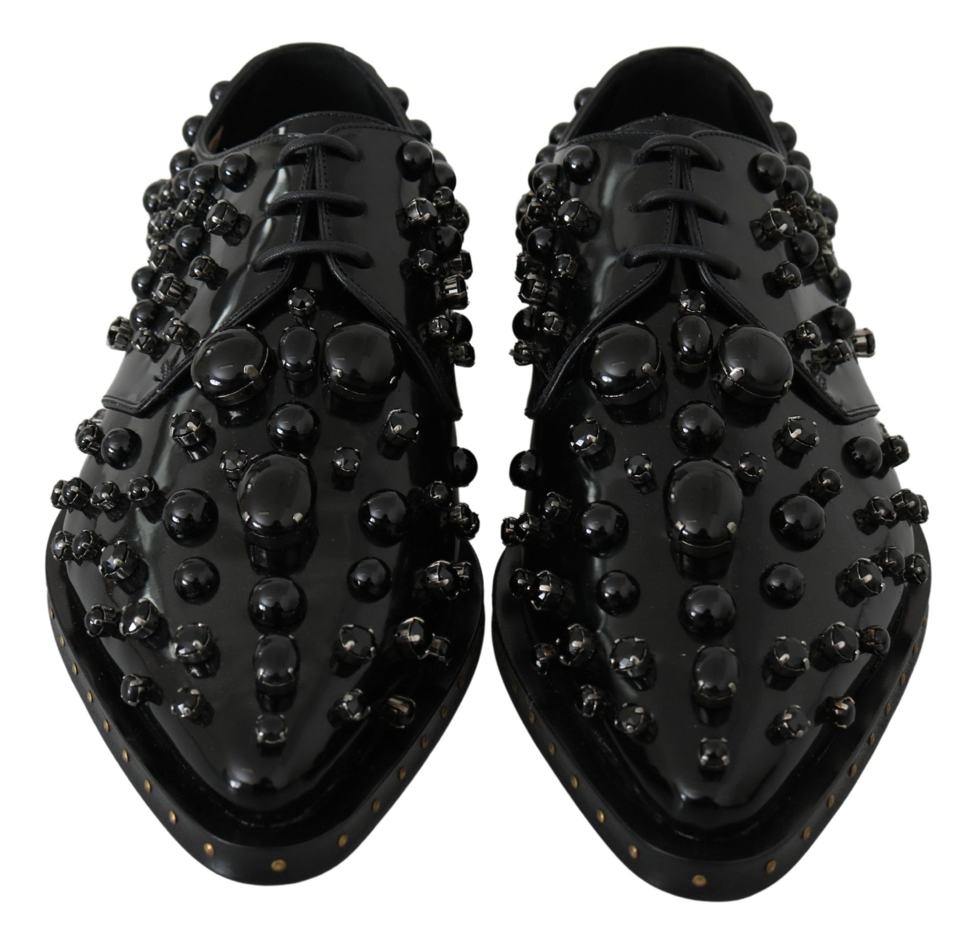 Chaussures habillées en cuir noir Dolce &amp; Gabbana avec cristaux