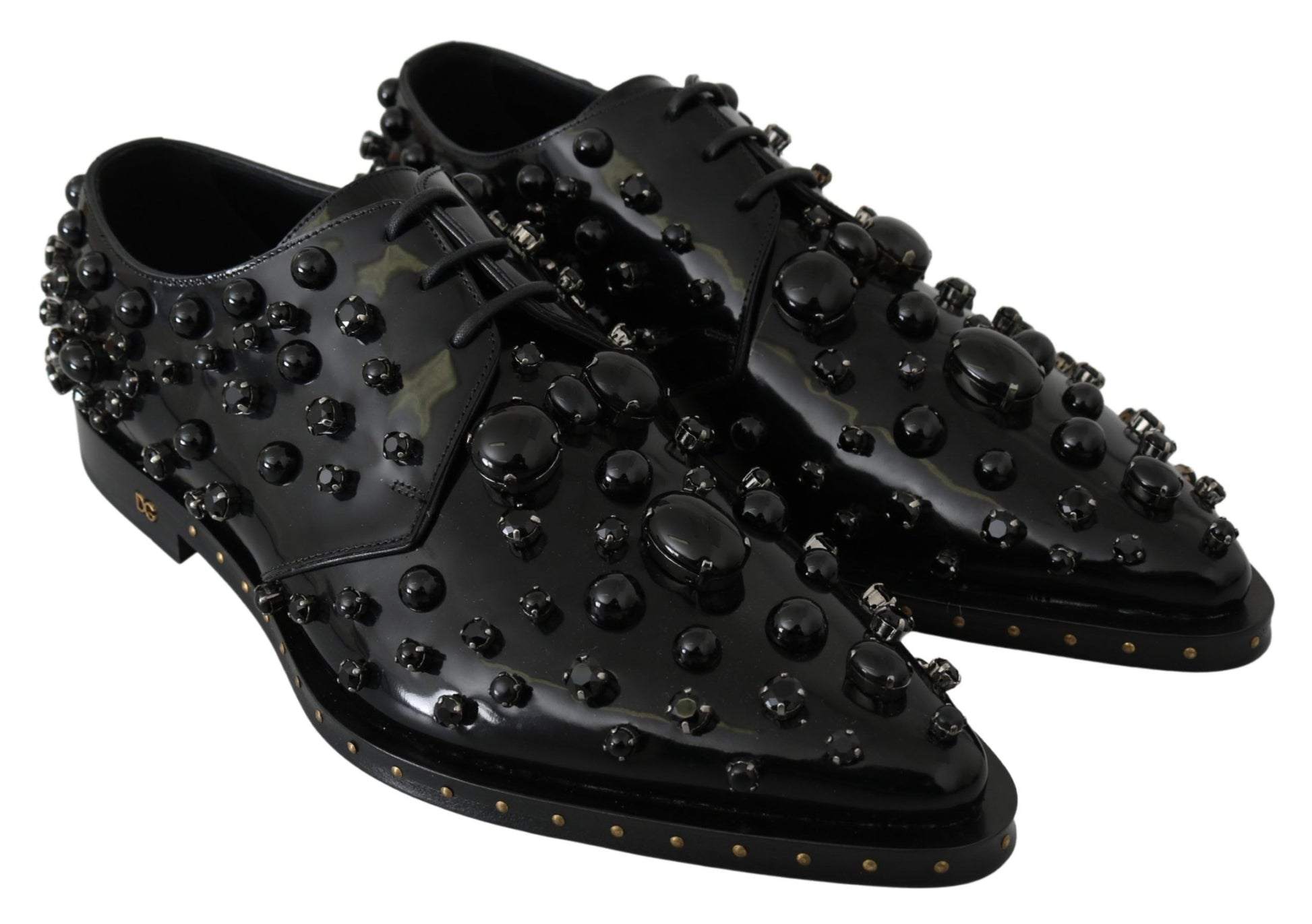 Chaussures habillées en cuir noir Dolce &amp; Gabbana avec cristaux