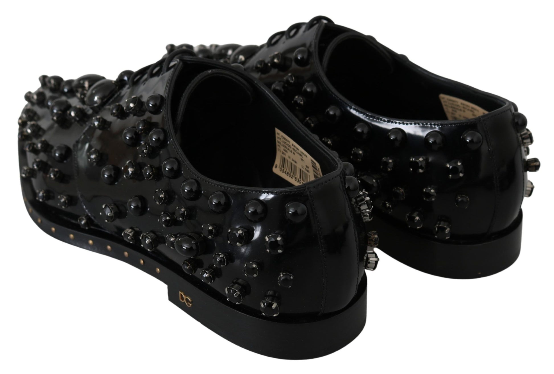 Chaussures habillées en cuir noir Dolce &amp; Gabbana avec cristaux