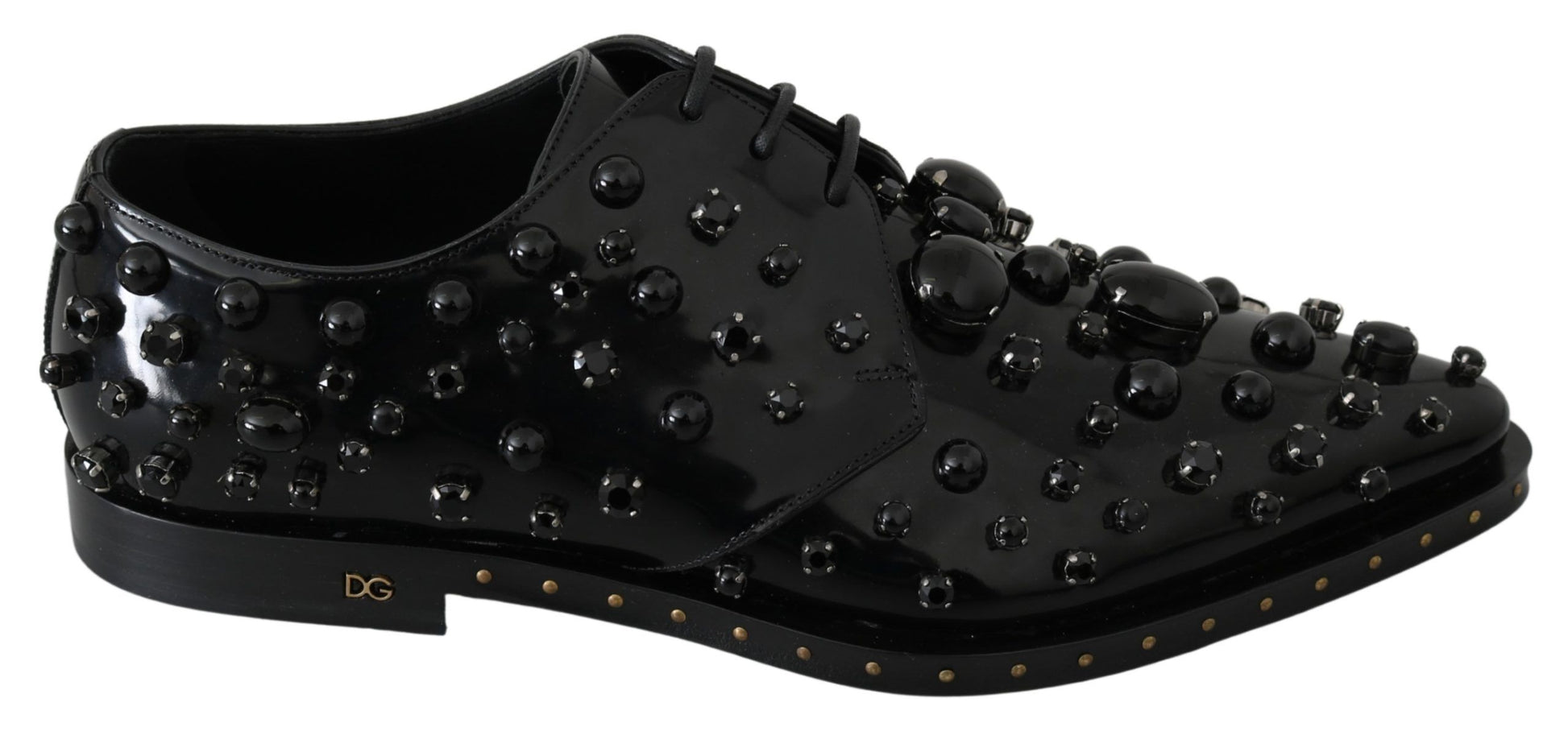 Chaussures habillées en cuir noir Dolce &amp; Gabbana avec cristaux