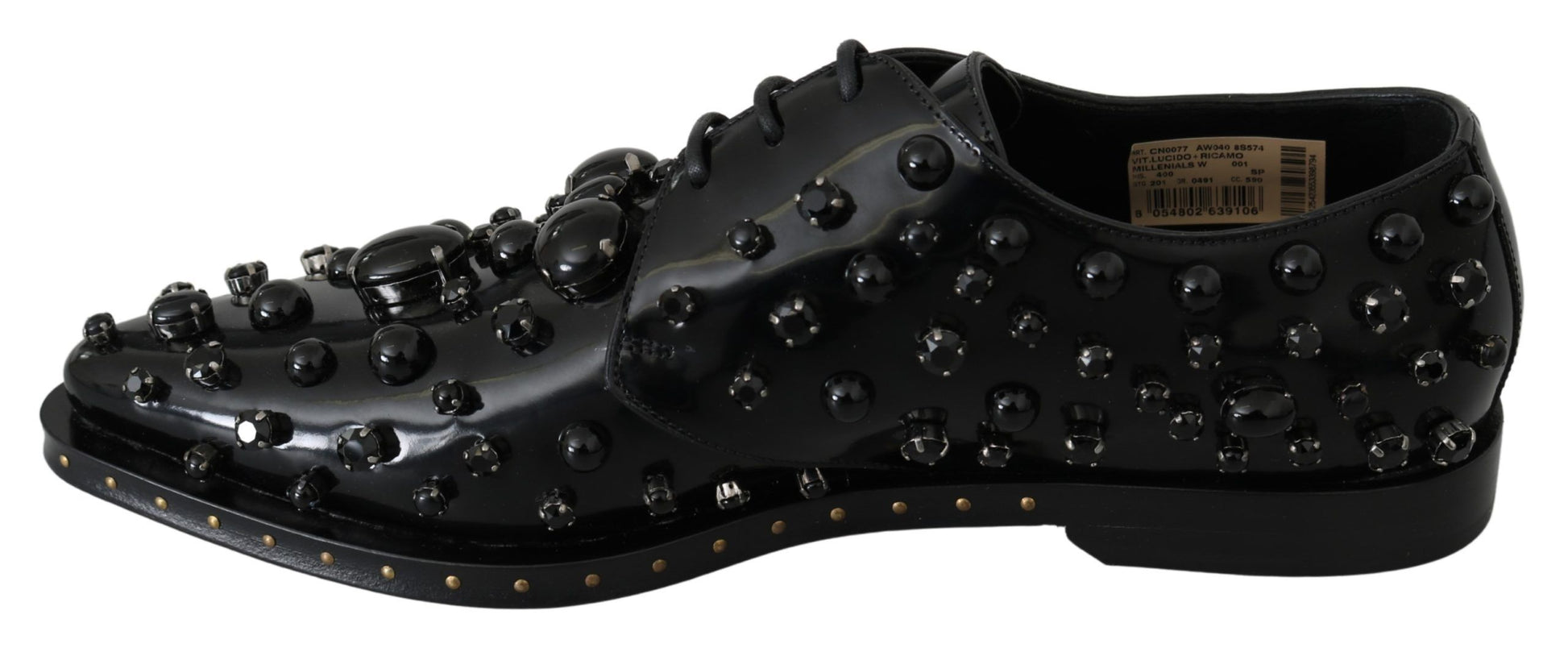 Chaussures habillées en cuir noir Dolce &amp; Gabbana avec cristaux