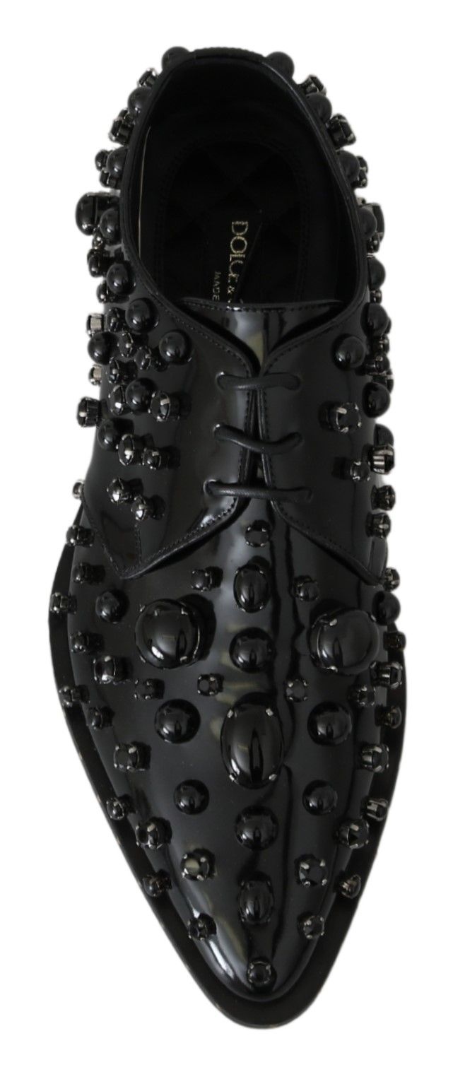 Chaussures habillées en cuir noir Dolce &amp; Gabbana avec cristaux