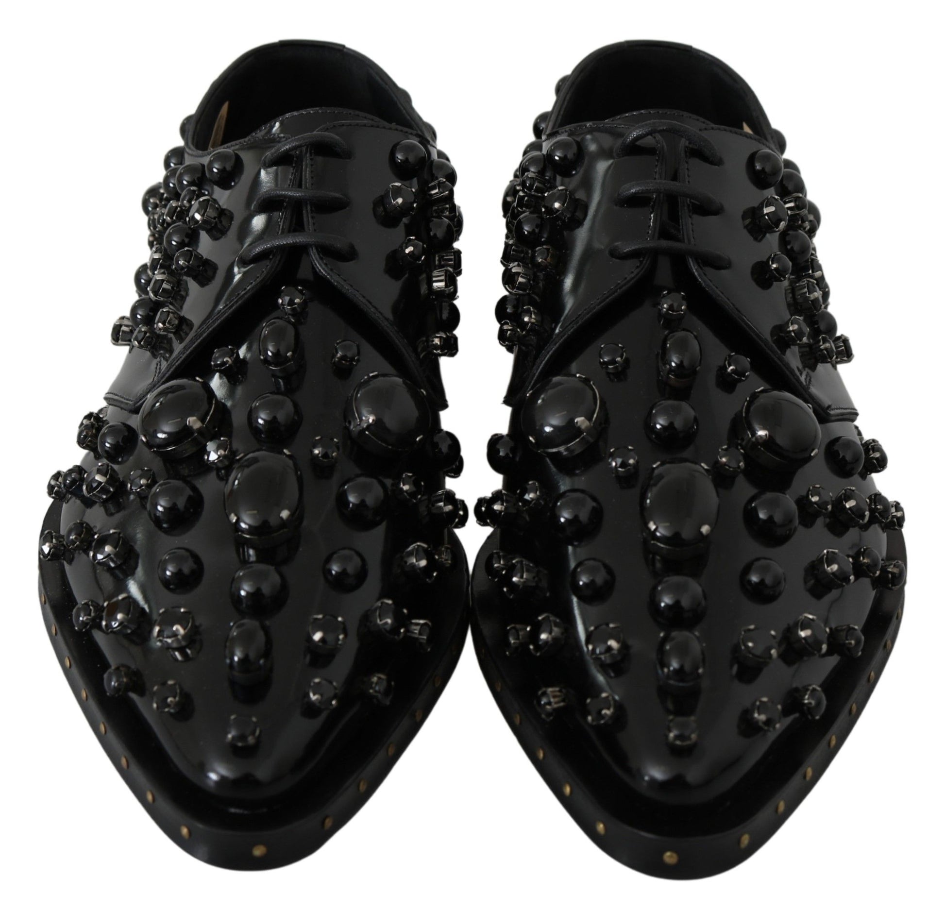 Chaussures habillées en cuir noir Dolce &amp; Gabbana avec cristaux