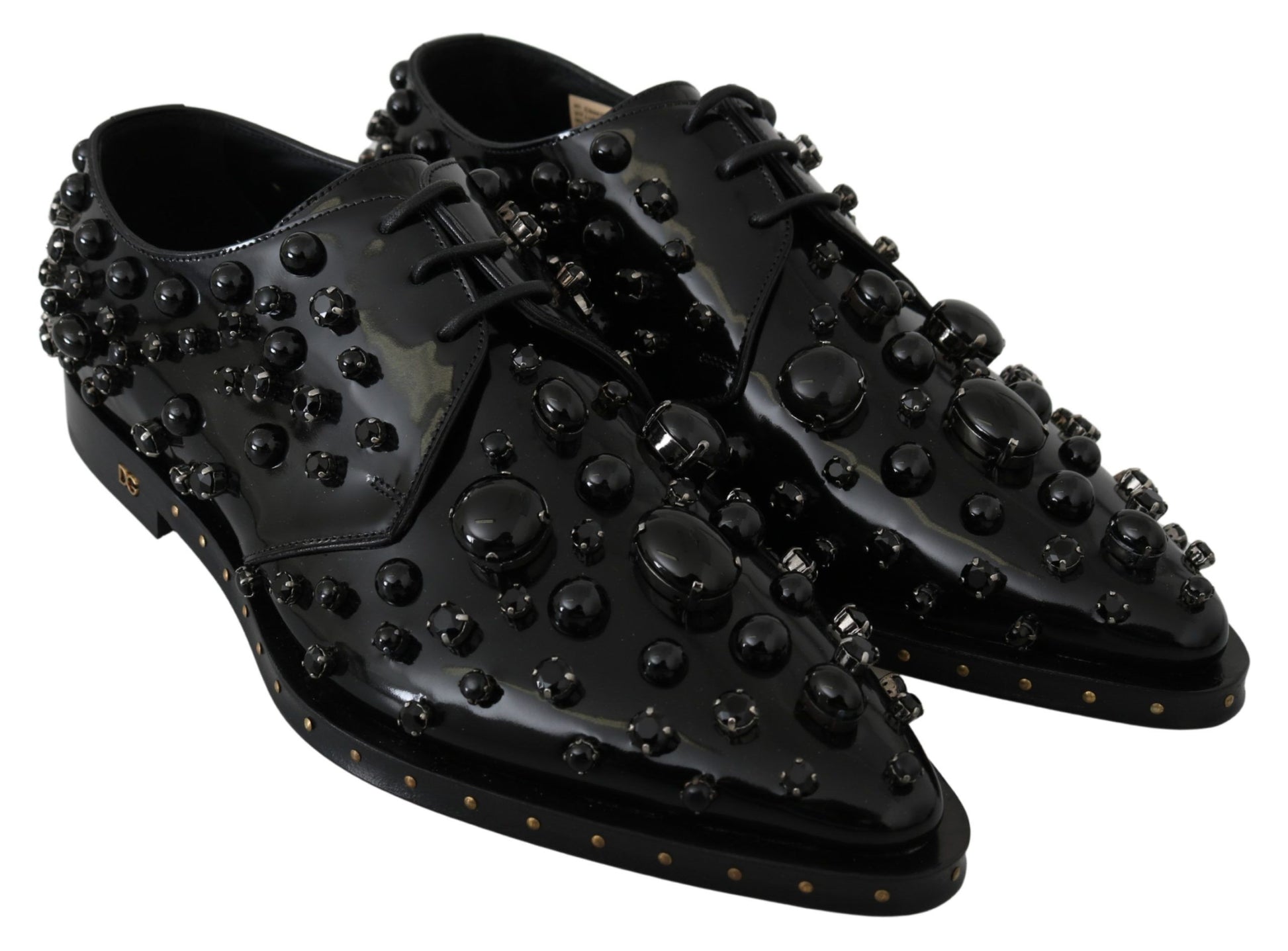 Chaussures habillées en cuir noir Dolce &amp; Gabbana avec cristaux