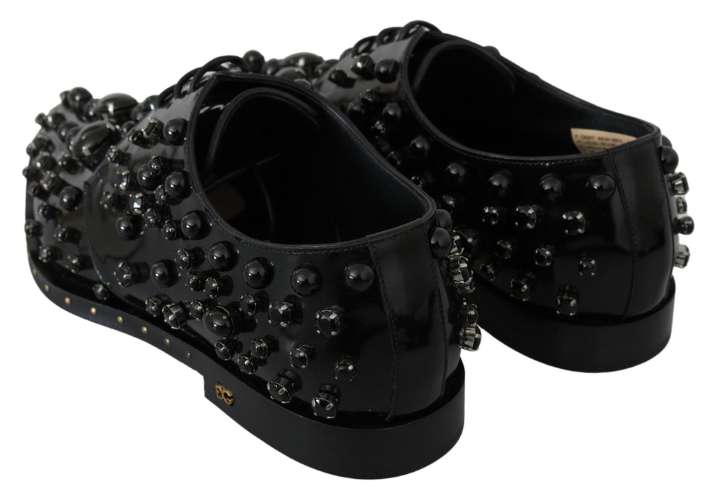 Chaussures habillées en cuir noir Dolce &amp; Gabbana avec cristaux