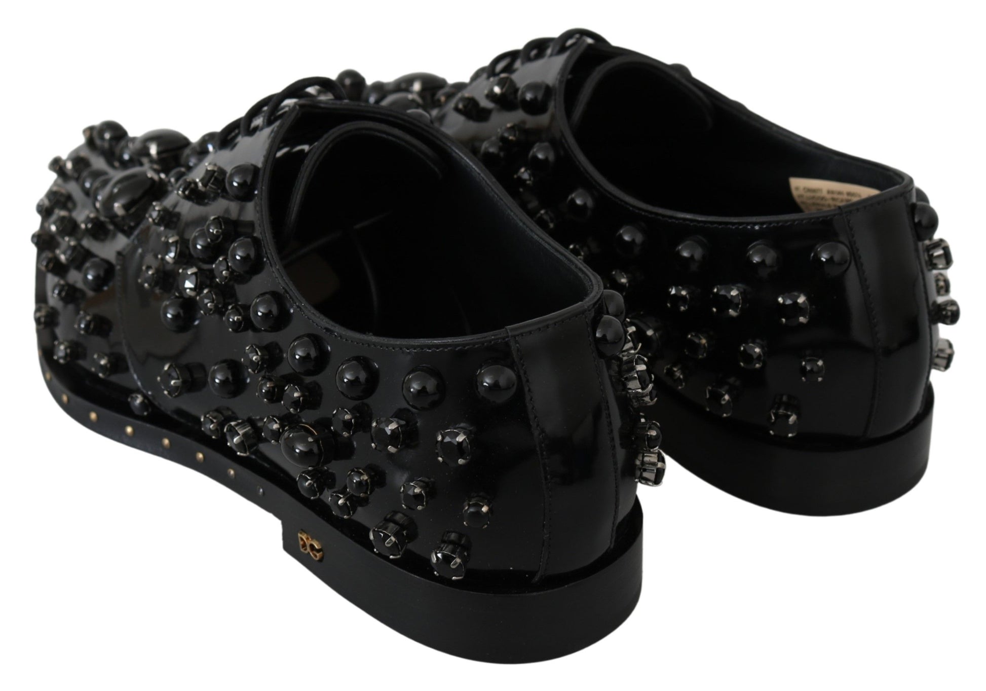 Chaussures habillées en cuir noir Dolce &amp; Gabbana avec cristaux