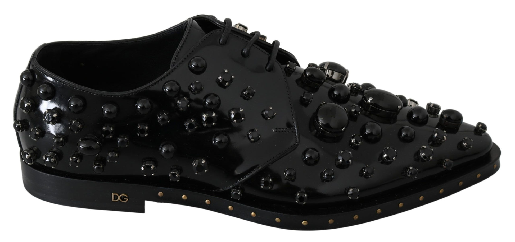 Chaussures habillées en cuir noir Dolce &amp; Gabbana avec cristaux