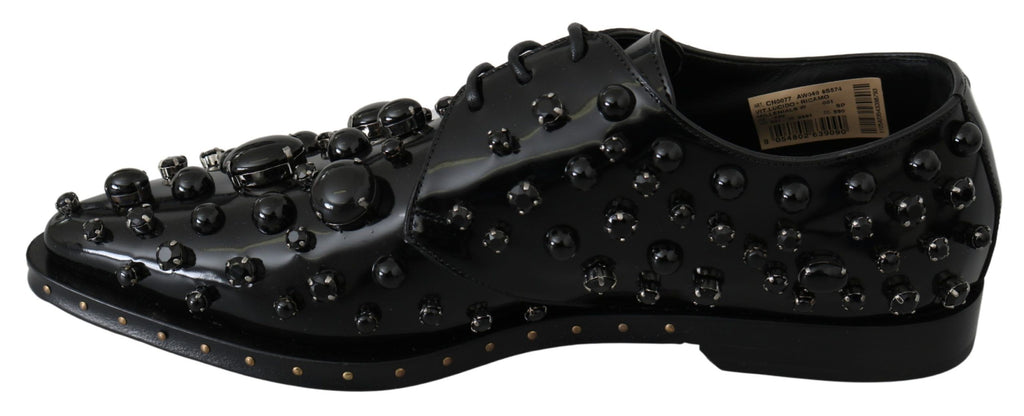 Chaussures habillées en cuir noir Dolce &amp; Gabbana avec cristaux