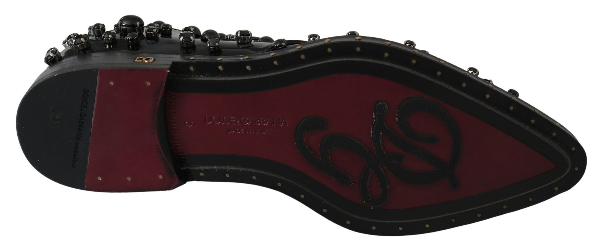 Chaussures habillées en cuir noir Dolce &amp; Gabbana avec cristaux